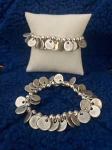 Silver Beads & Coins Bracelet