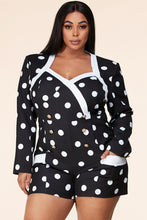 Load image into Gallery viewer, Navy/White Polka Dot Plus Romper
