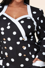 Load image into Gallery viewer, Navy/White Polka Dot Plus Romper
