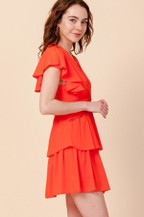 Load image into Gallery viewer, FLUTTER SLEEVE LAYERED DRESS WITH FRONT TWIST DETAIL
