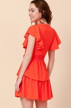 Load image into Gallery viewer, FLUTTER SLEEVE LAYERED DRESS WITH FRONT TWIST DETAIL
