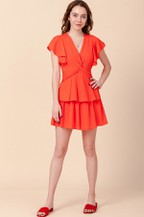 Load image into Gallery viewer, FLUTTER SLEEVE LAYERED DRESS WITH FRONT TWIST DETAIL
