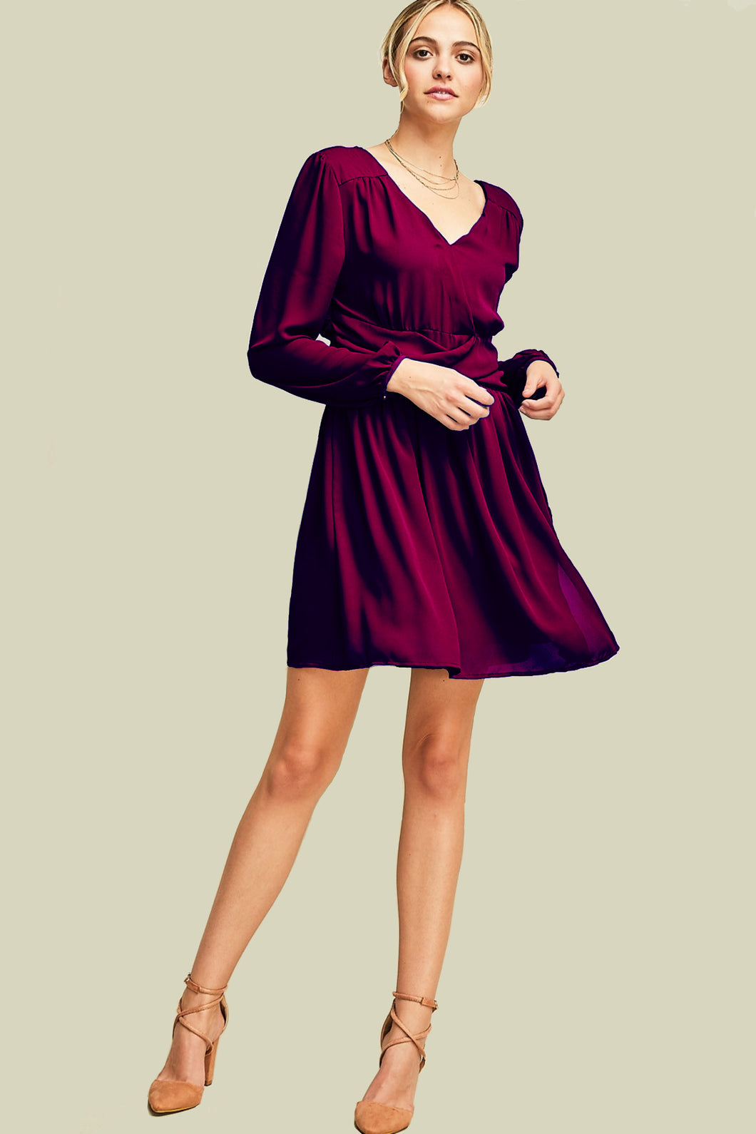 Solid Long-Sleeve Dress