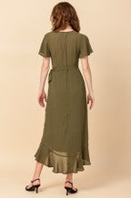 Load image into Gallery viewer, FLUTTER SLEEVE WRAP MAXI DRESS
