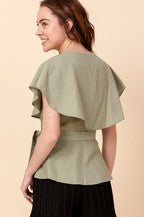 Load image into Gallery viewer, FLUTTER SLEEVE WRAP TOP
