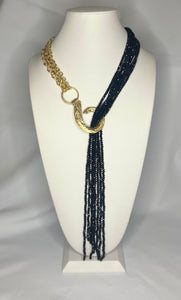 Matte Gold & Black Beads Turkish Long Neckless