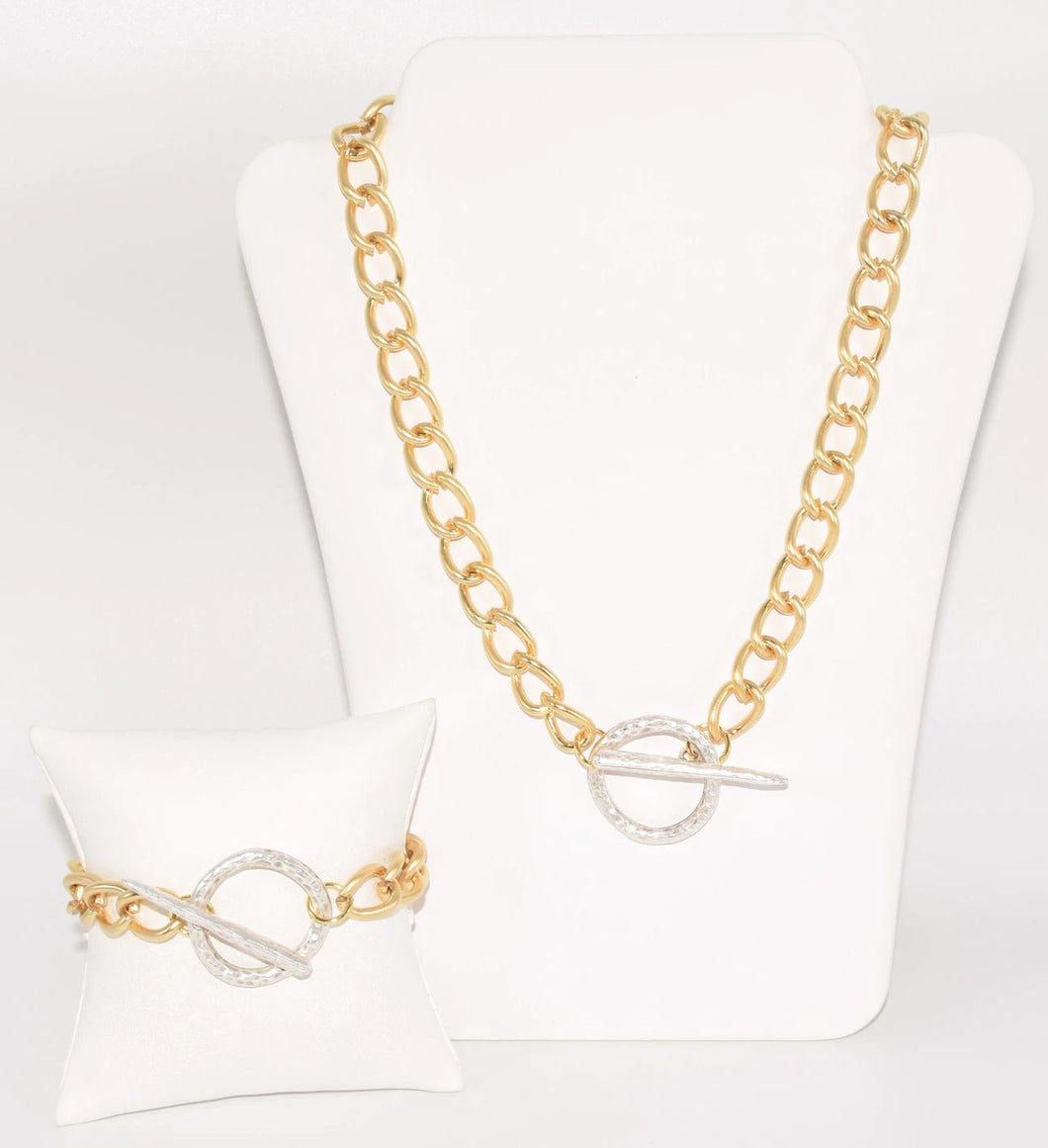 Turkish Two Tone Mate Necklace & bracelet