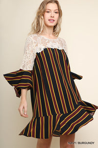 Striped 3/4 Bell Sleeve