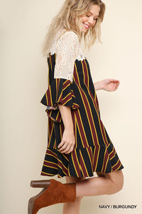 Striped 3/4 Bell Sleeve