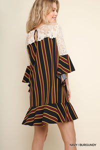 Striped 3/4 Bell Sleeve