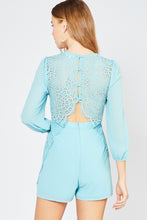 Load image into Gallery viewer, Lace Romper Dusty Blue
