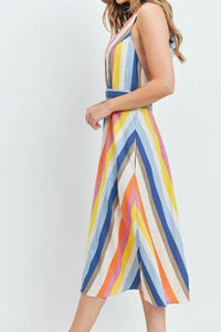 Multicolor Stripe Linen-Blend Dress