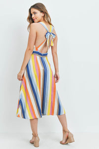 Multicolor Stripe Linen-Blend Dress