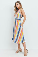 Load image into Gallery viewer, Multicolor Stripe Linen-Blend Dress
