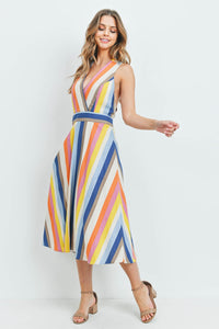 Multicolor Stripe Linen-Blend Dress