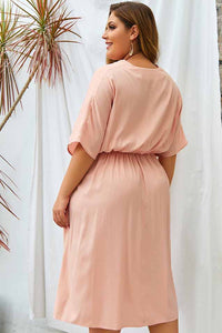 Boho Bottom Up Tying Waist Midi Dress