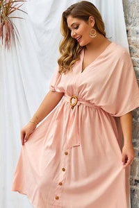 Boho Bottom Up Tying Waist Midi Dress