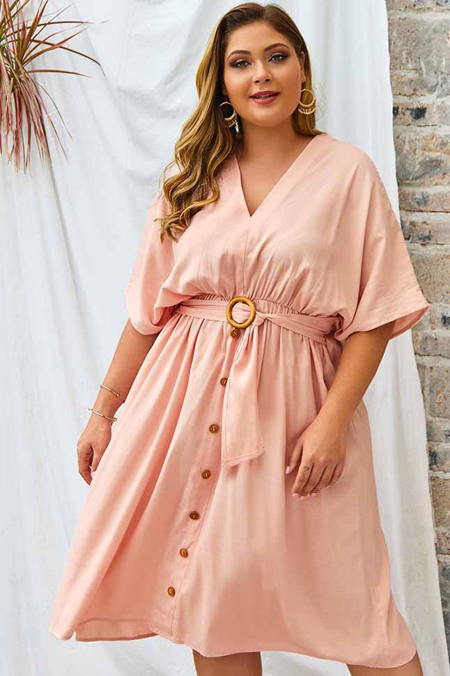 Boho Bottom Up Tying Waist Midi Dress