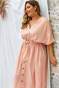 Boho Bottom Up Tying Waist Midi Dress