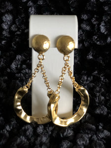 Gold Hammered Drop Earrings