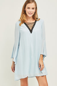 Sky Blue V-Neck Dress