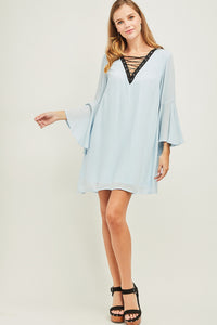 Sky Blue V-Neck Dress