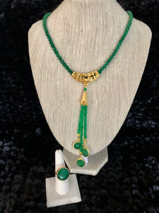 Gold & Green Necklace & Ring Set