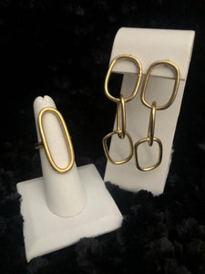 Gold Chain Earrings & Ring Set