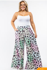 Plus-Onesize Summer Animal Print Palazzo