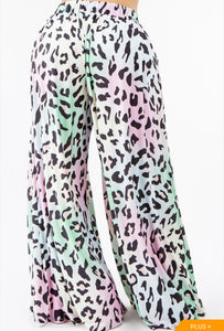 Plus-Onesize Summer Animal Print Palazzo