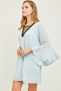 Sky Blue V-Neck Dress